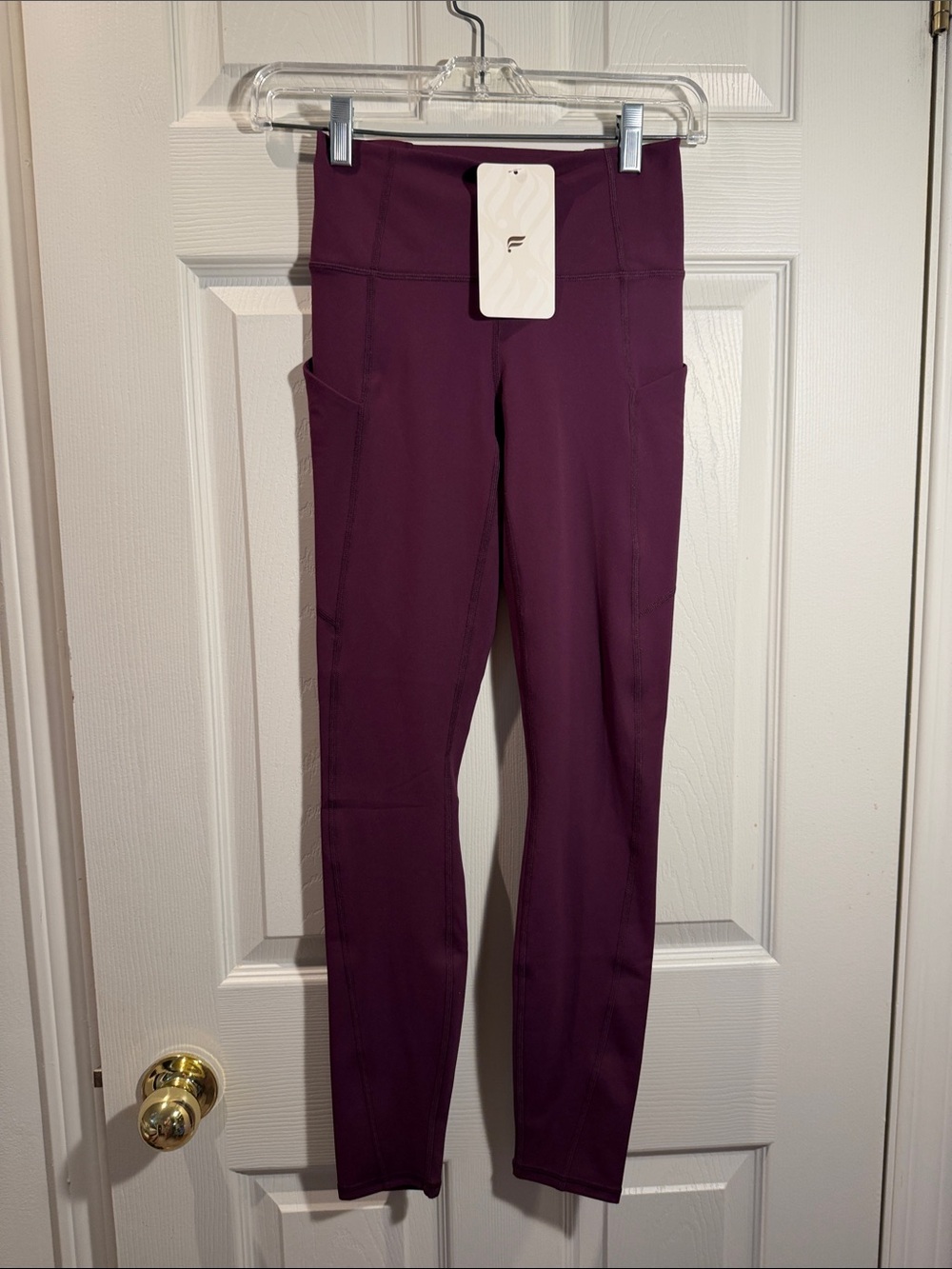 87 - Fabletics Deep Plum High-Waist Leggings with Side Pockets